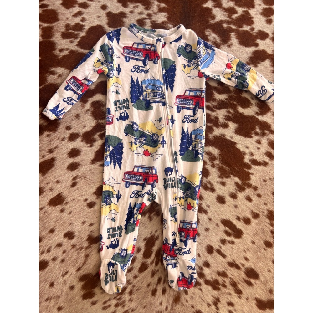 Ford Bronco Built Wild Newborn Footed Sleeper Viscose Blend Cream B6N6621BF NB